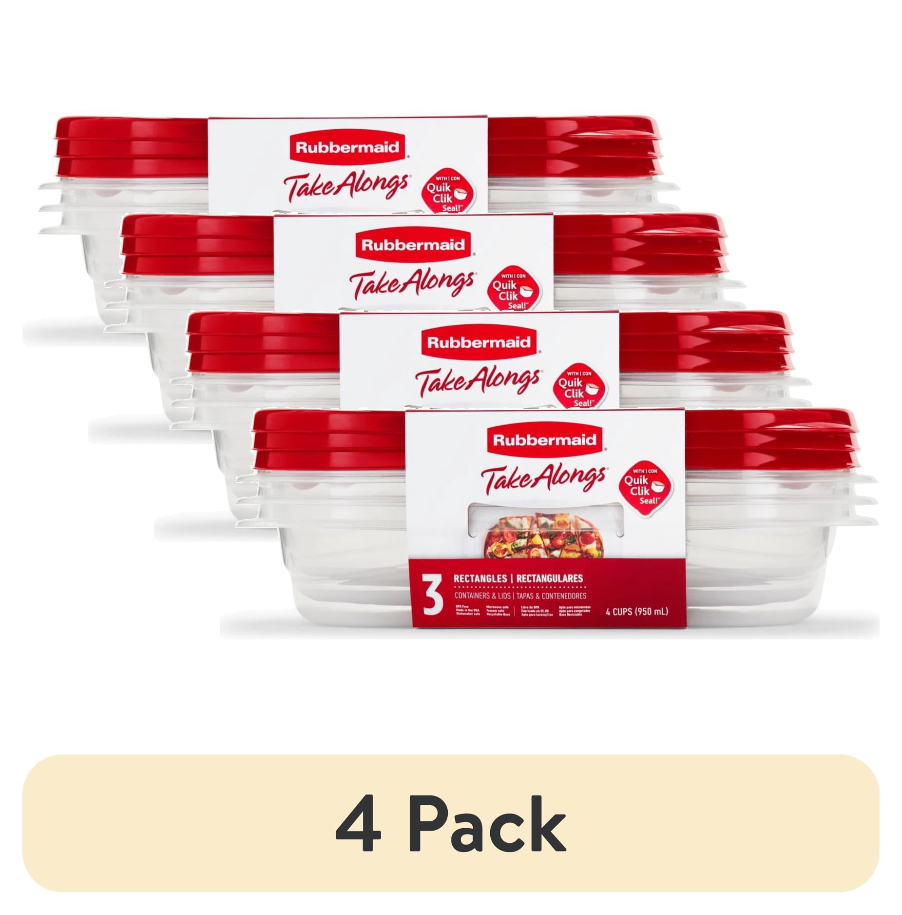 Ruby Container (4 pack) Rubbermaid TakeAlongs 4.0-Cup Rectangle Food Storage ...