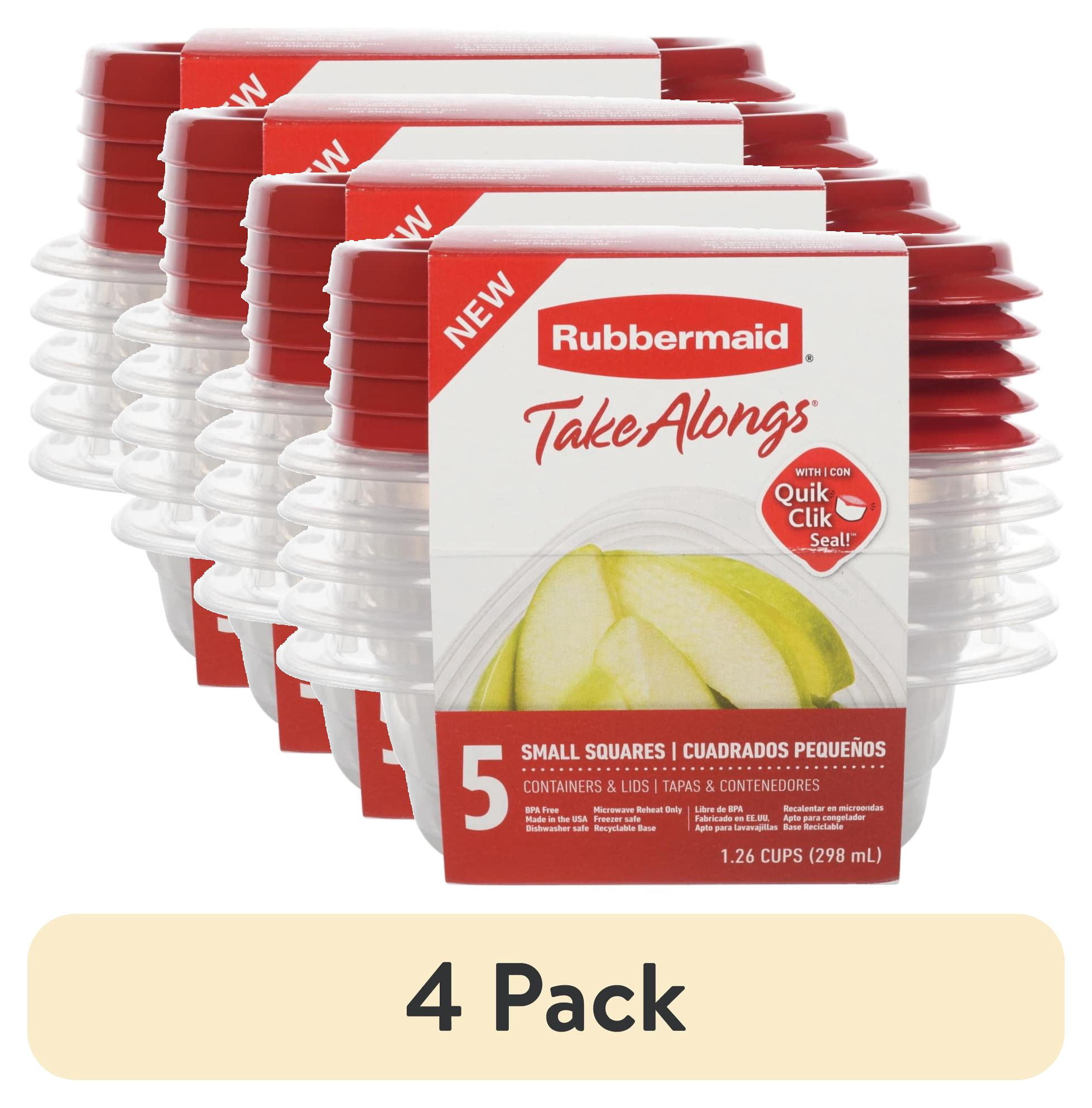 (4 pack) Rubbermaid TakeAlongs 1.26 Cup Food Storage Containers, Set of 5