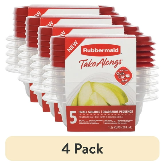 (4 pack) Rubbermaid TakeAlongs 1.26 Cup Food Storage Containers, Set of 5