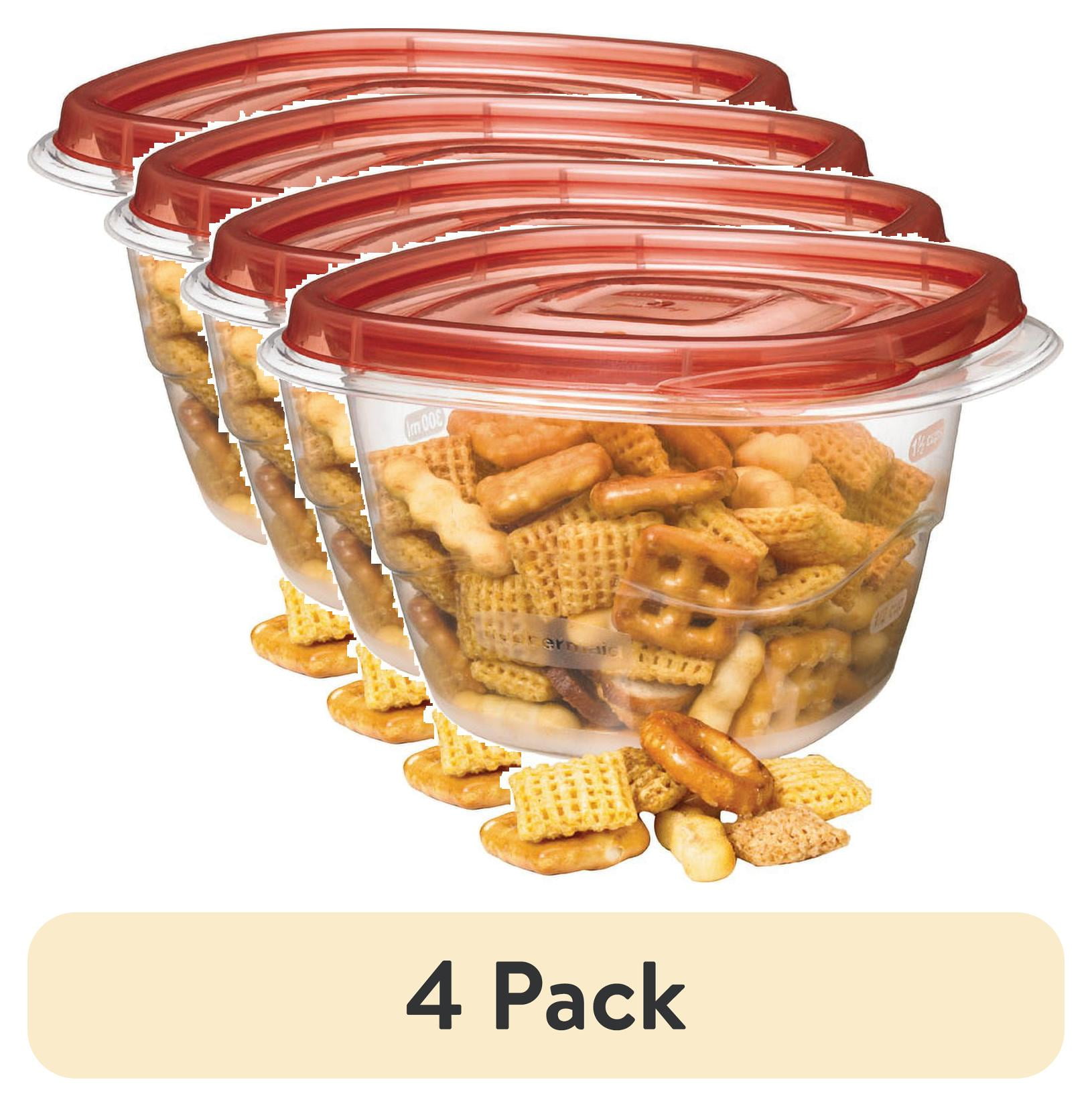 Clear Plastic Square Food Storage Containers with Red Lids, 10-Piece Set