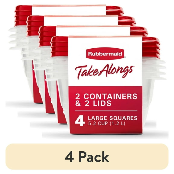 (4 pack) Rubbermaid TakeAlongs Deep Square Food Storage Container (Set of 4)