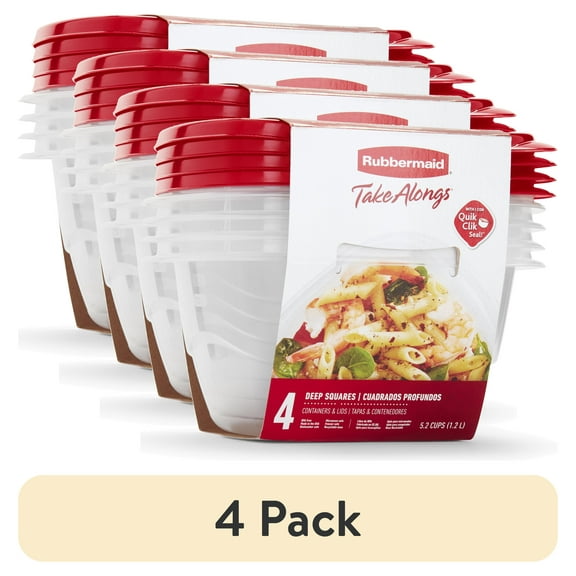 (4 pack) Rubbermaid TakeAlongs 5.2 Cup Deep Square Food Storage Container, Set of 4