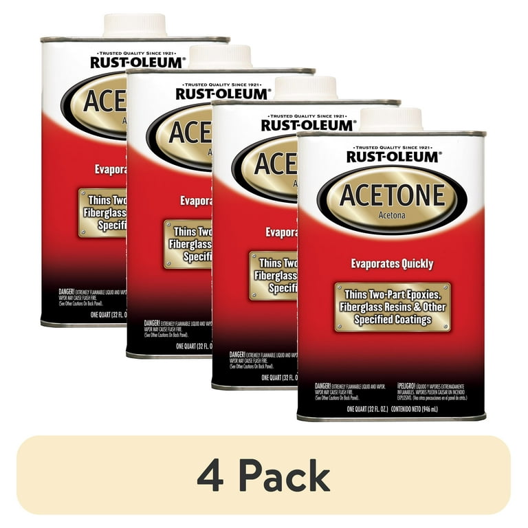 4 pack) Rust-Oleum Automotive Acetone-248667, Quart - Walmart.com