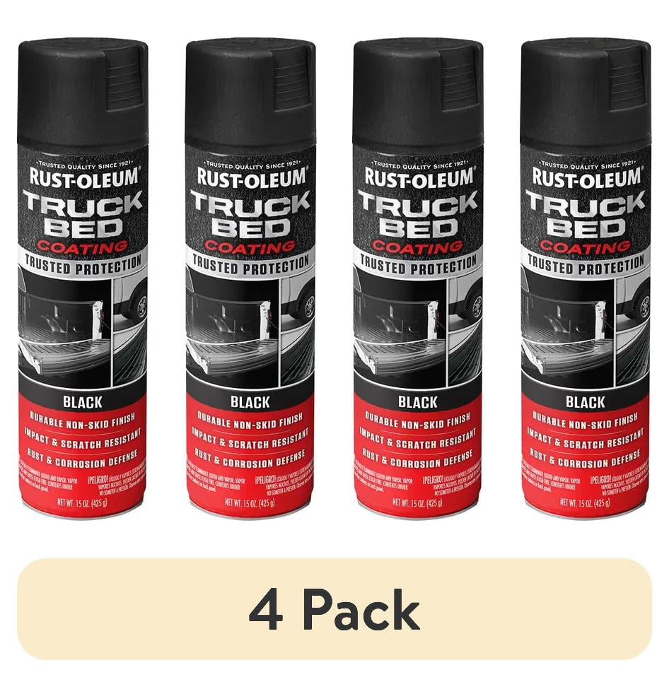 (4 pack) Black, Rust-Oleum Automotive Truck Bed Coating Spray Paint-248914, 15 oz