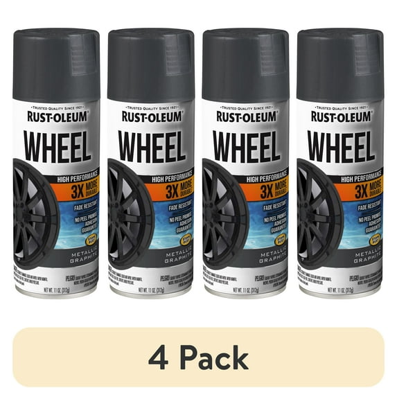 (4 pack) Rust-Oleum Automotive Wheel 3X Metallic Spray Paint, Graphite, 11 oz