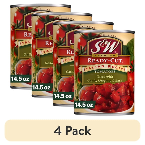 (4 pack) S&W Italian Recipe Canned Diced Tomatoes, 14.5 oz Can
