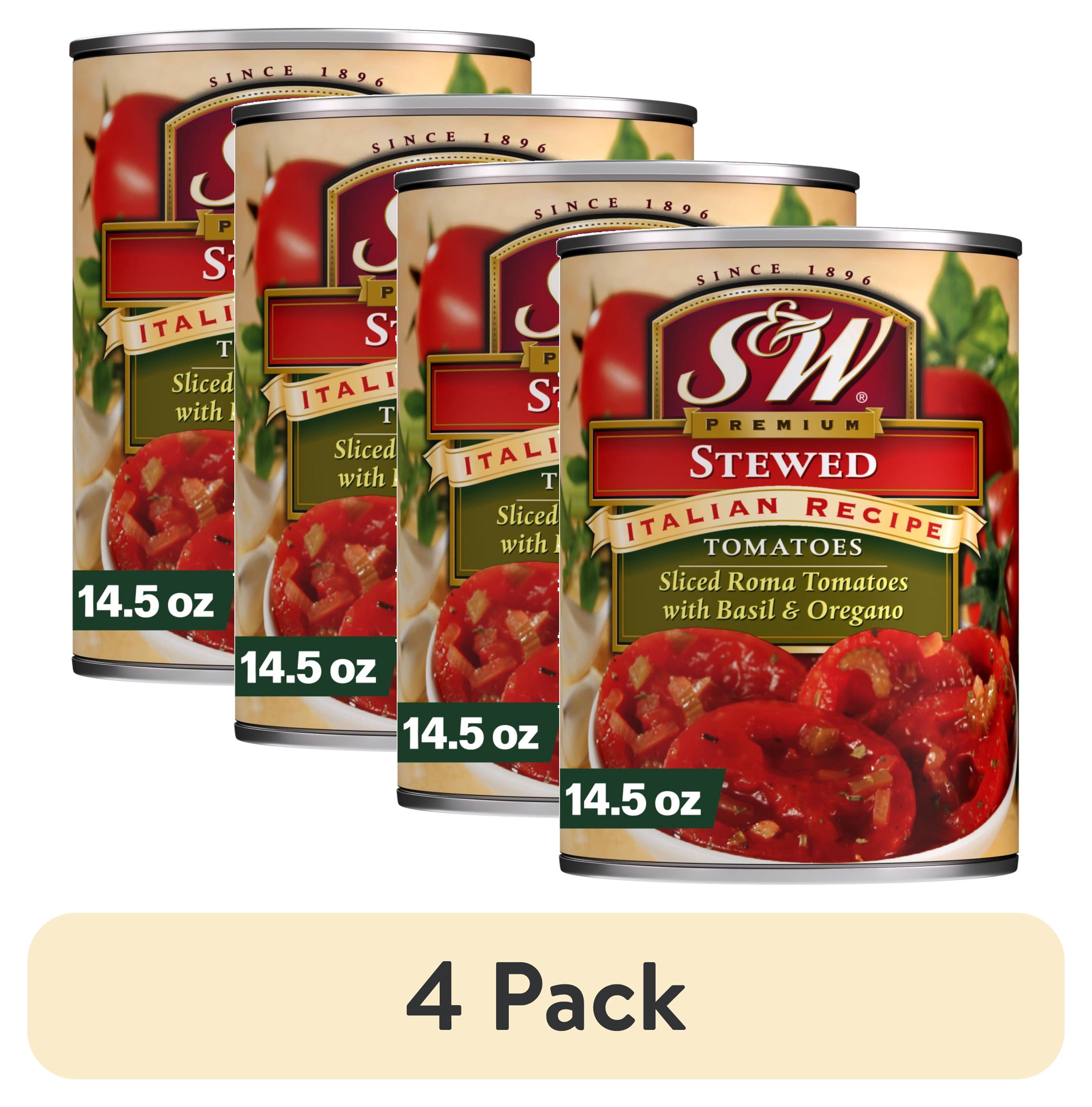 (4 pack) S&W Premium Stewed Italian Recipe Tomatoes, 14.5 OZ