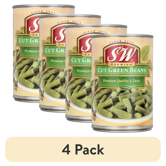 (4 pack) S&W Premium Canned Cut Green Beans, 14.5 oz Can