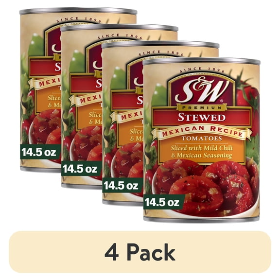 (4 pack) S&W: Stewed Mexican Recipe Sliced Tomatoes, 14.5 Oz