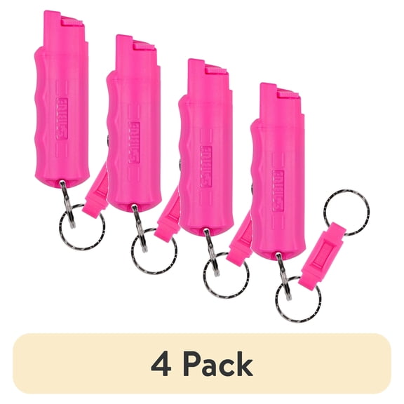 (4 pack) SABRE Pepper Gel with Quick Release Keychain, Pink, 1 Ct, 0.54 oz, New, Pocket Pepper Sprays