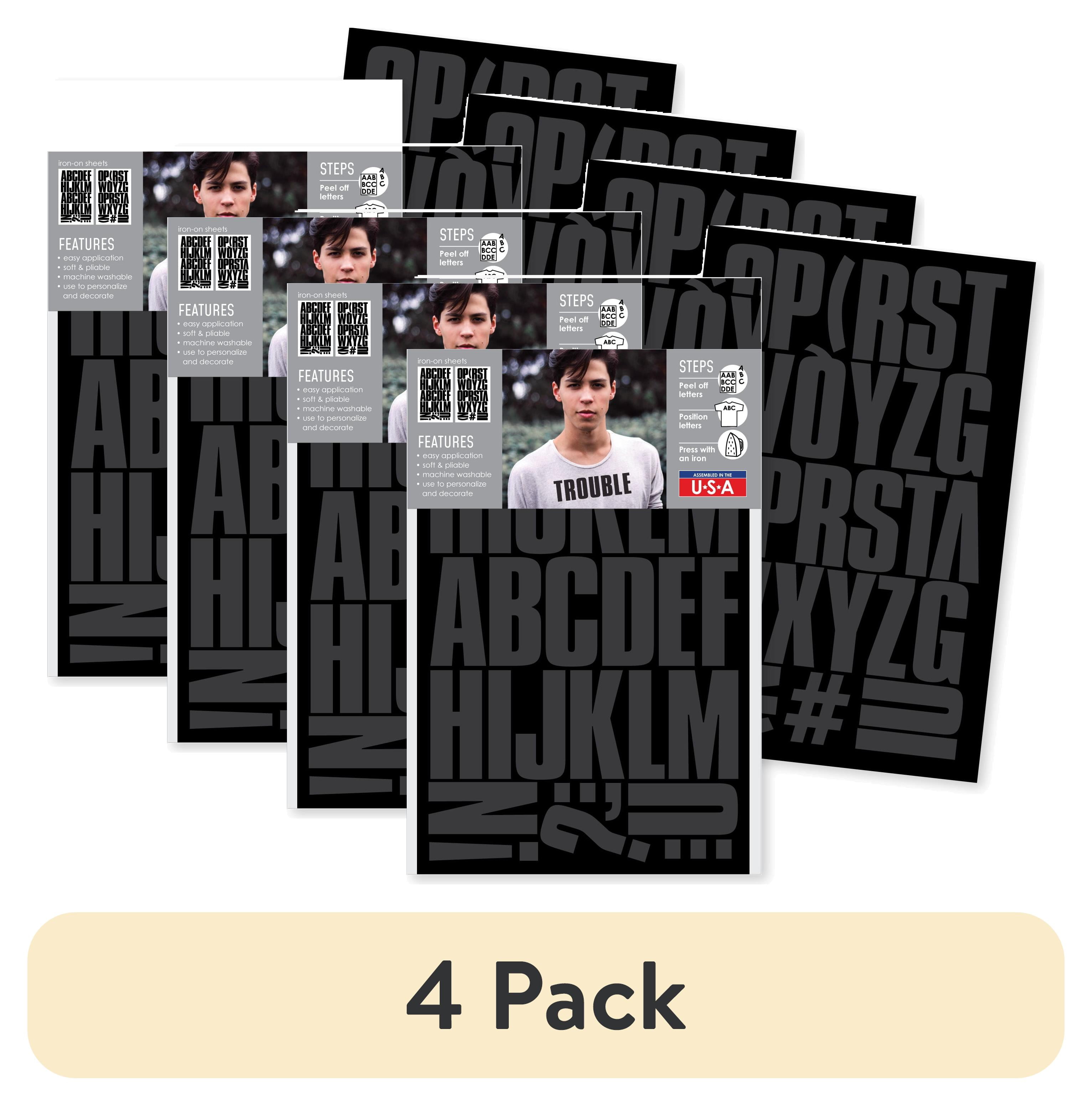 (4 pack) SEI 2 Inch Iron-on T-Shirt Letters, Block Letters Flock Heat ...