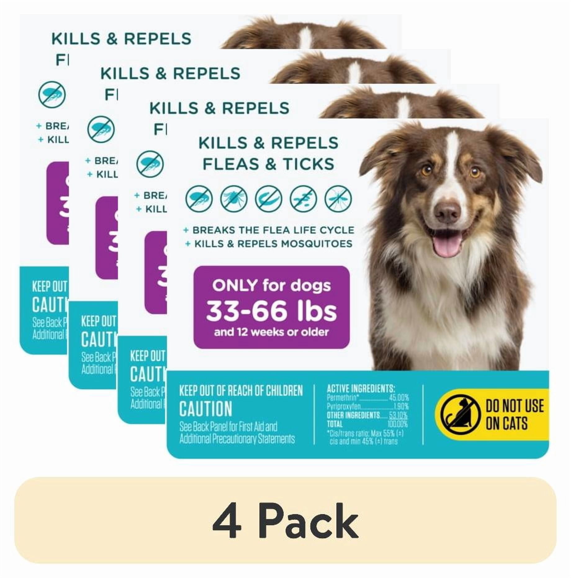 (4 pack) SERGEANT'S GUARDIAN Flea & Tick Topical for Dogs, 33-66 lbs, kills fleas and ticks, plus repels mosquitoes for up to four weeks.