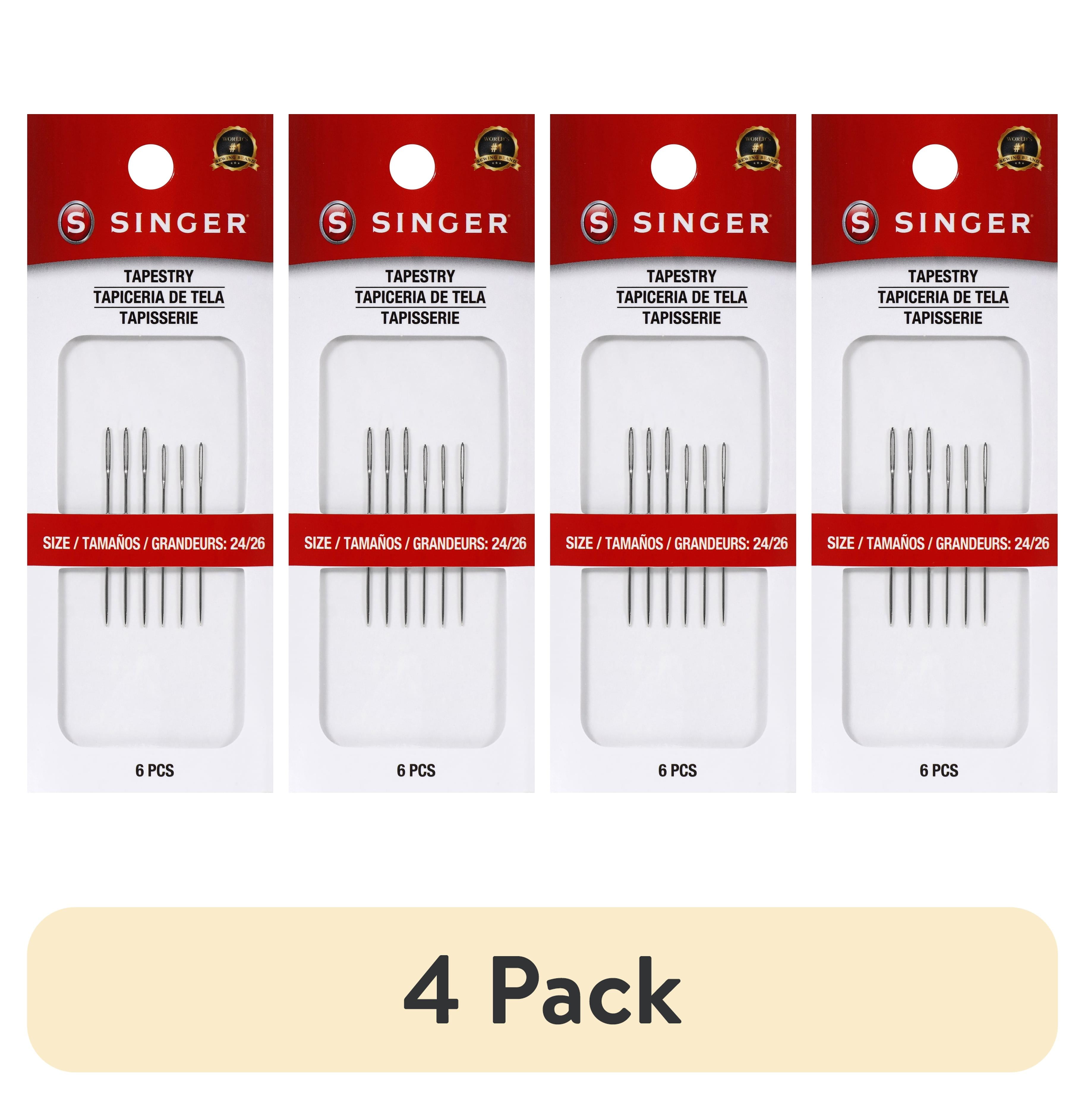 (4 pack) SINGER Tapestry Steel Hand-Sewing Needles, Sizes 24/26, 6 Pieces