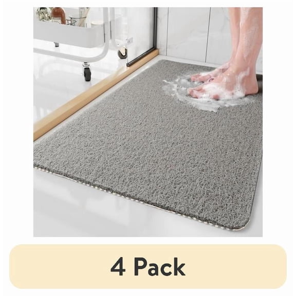 (4 pack) SIXHOME Non Slip Shower Mat 17"x30" PVC Loofah Shower Mats for Bathtub Quick Drying Shower Floor Mat with Comfortable Textured Surface Easy Cleaning Shower Mat for Shower Stall Gray
