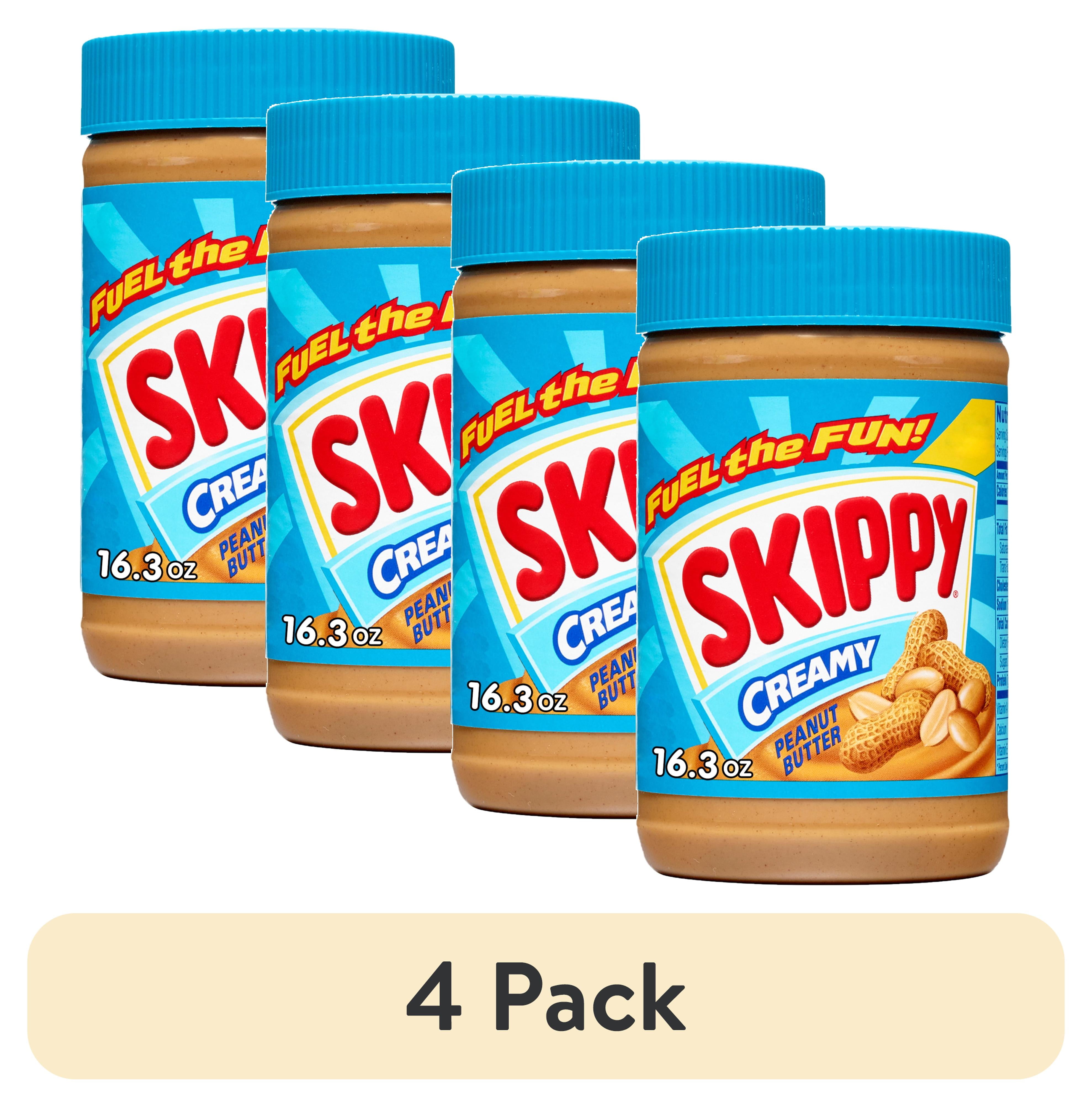 (4 pack) SKIPPY Peanut Butter, Creamy, Plastic Jar 16.3 oz
