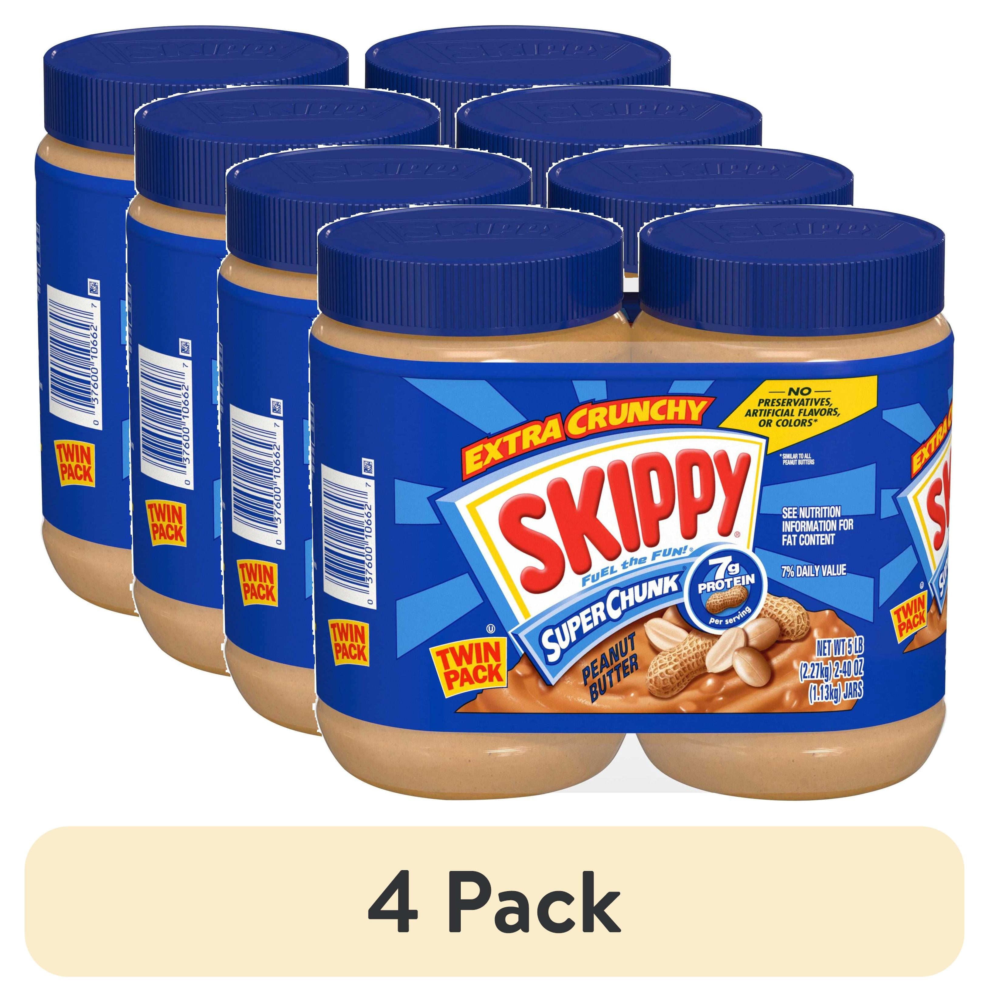 (4 pack) SKIPPY SUPER CHUNK Peanut Butter Twin Pack 2-Pack, Shelf-Stable, 40 oz Plastic Jar