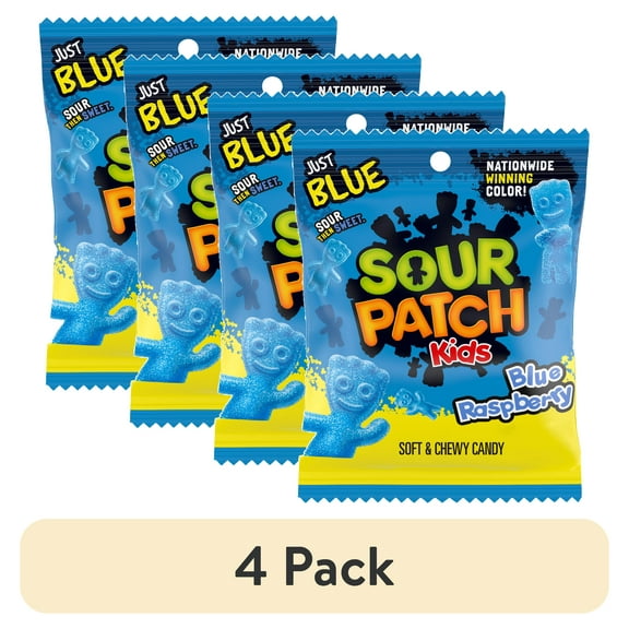 (4 pack) SOUR PATCH KIDS Blue Raspberry Soft & Chewy Candy, 3.6 oz