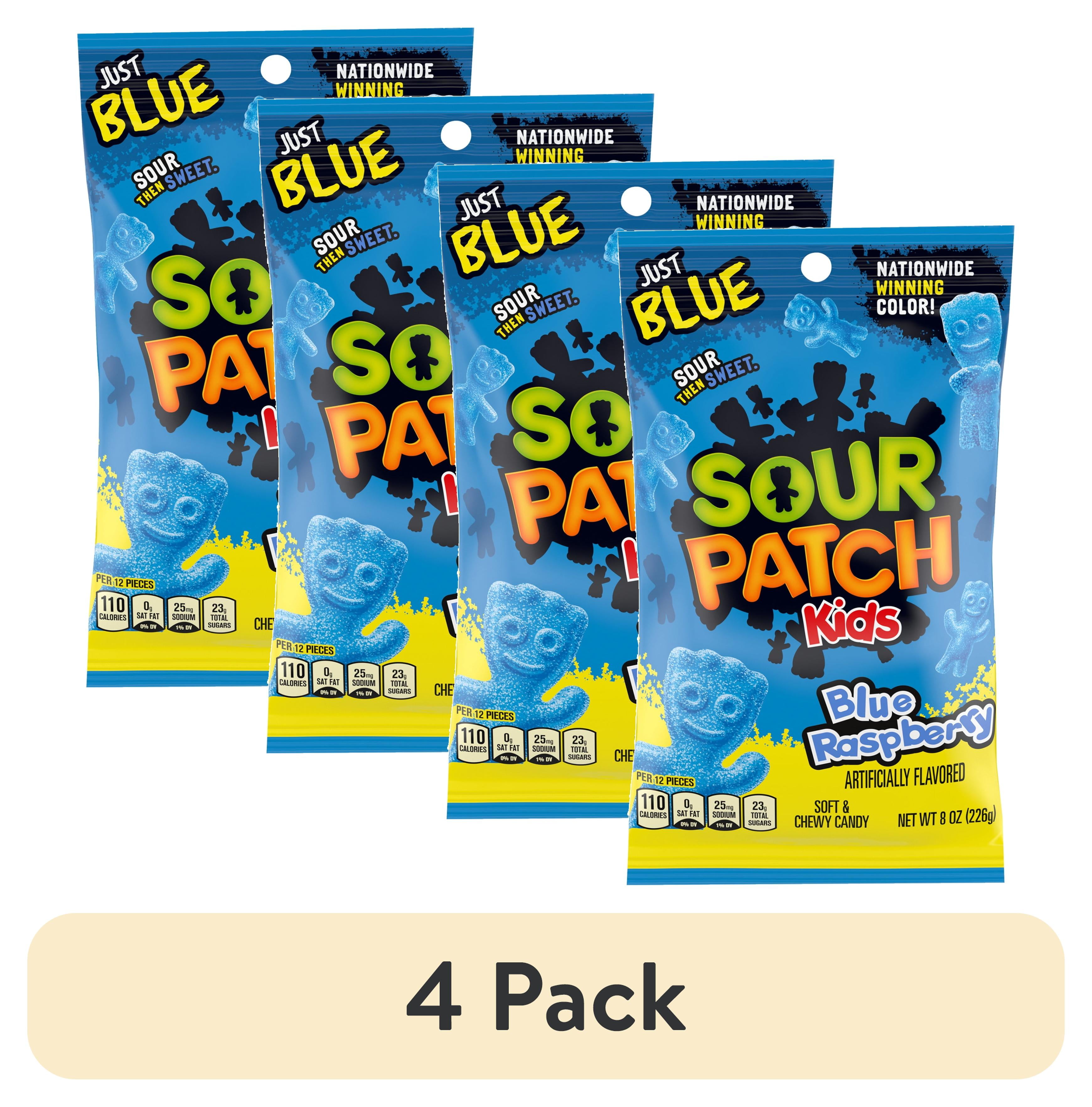 (4 pack) SOUR PATCH KIDS Blue Raspberry Soft & Chewy Candy, 8 oz