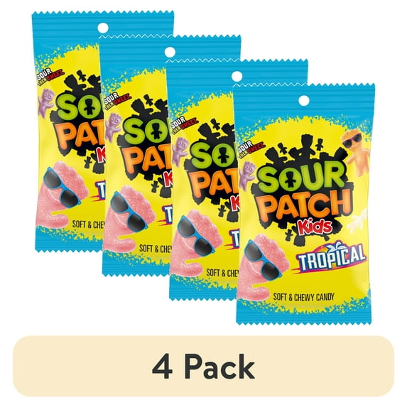 (4 pack) SOUR PATCH KIDS Tropical Soft & Chewy Gummy Candy, 8 oz