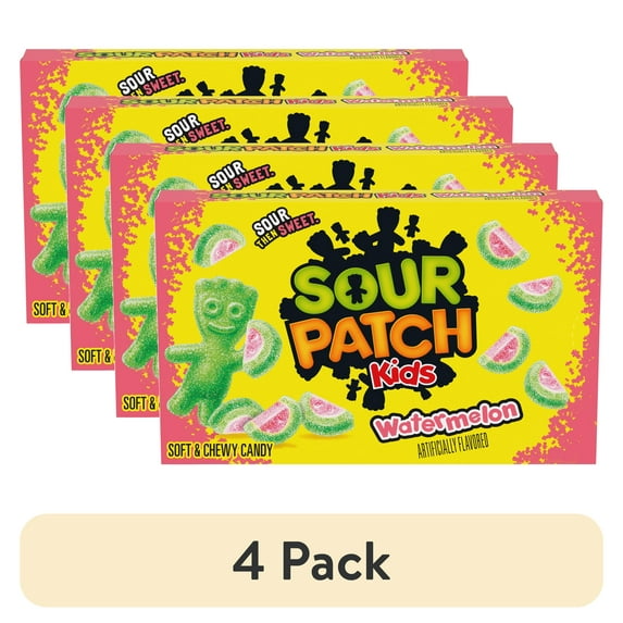 (4 pack) SOUR PATCH KIDS Watermelon Soft & Chewy Gummy Candy, 3.5 oz