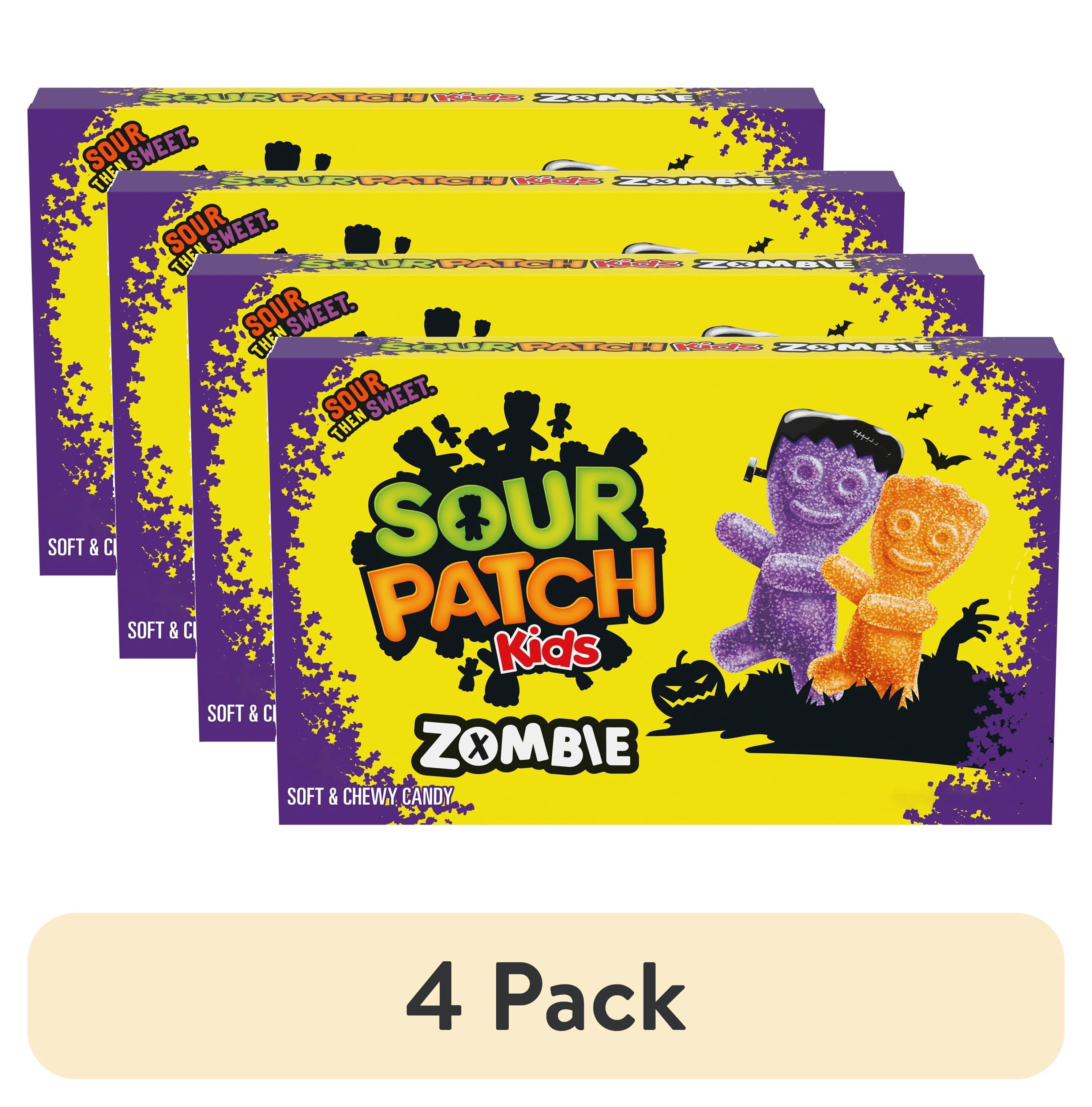 (4 pack) SOUR PATCH KIDS Zombie Orange & Purple Soft & Chewy Halloween Candy, 3.5 oz