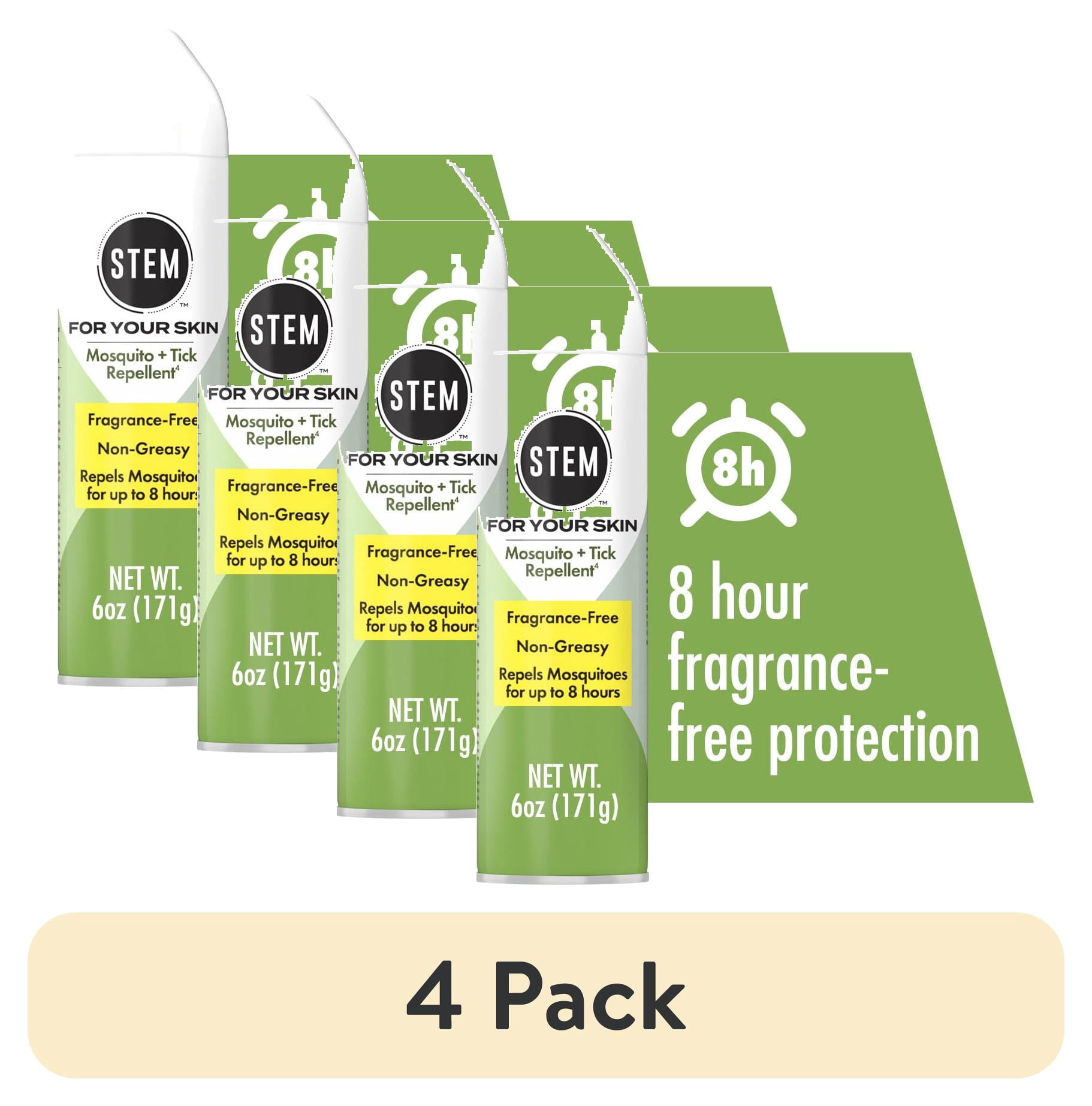 (4 pack) STEM Mosquito & Tick Repellent Bug Spray For Your Skin, Fragrance-Free, 6 oz