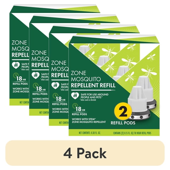 (4 pack) STEM Zone Mosquito Repellent Refill Pods (2), Easy-to-Use Outdoor Insect Protection with Proven Essential Oils, People and Pet Safe