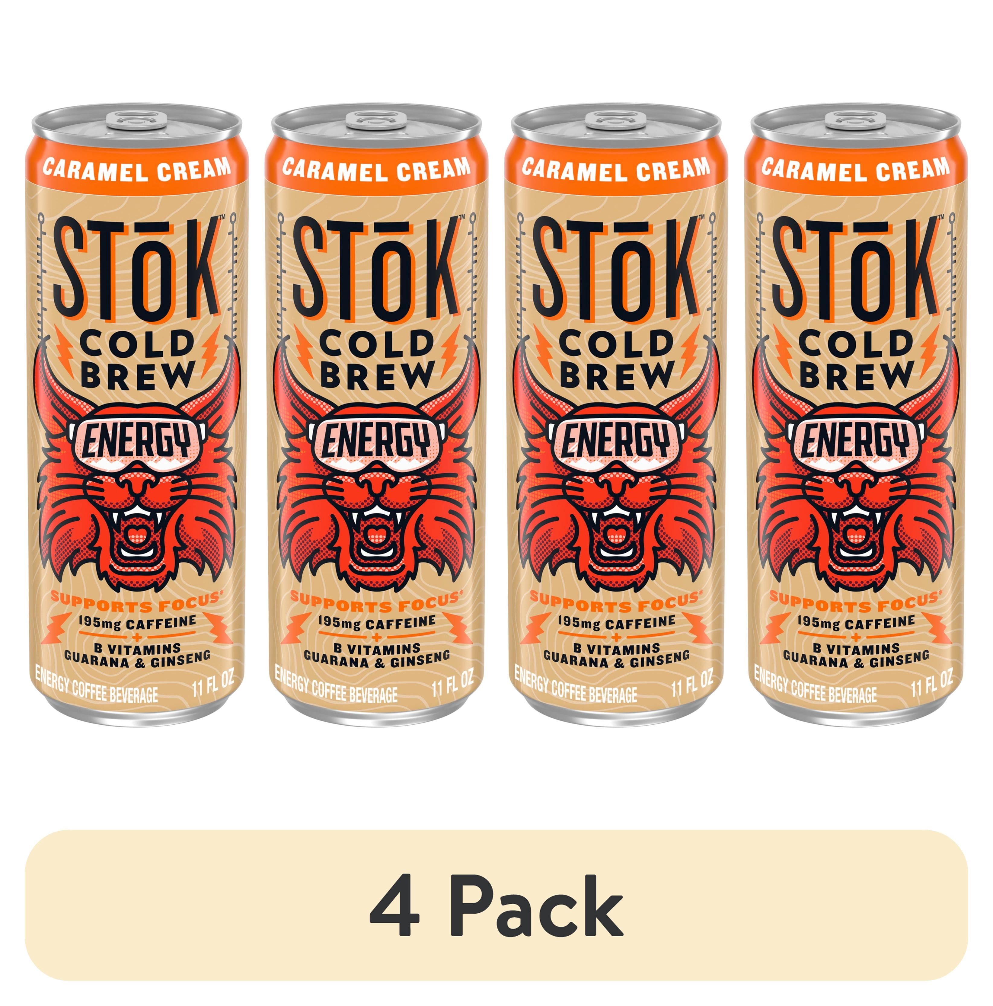 (4 pack) SToK Cold Brew Energy Caramel Cream Canned Coffee Drink, 11 fl oz