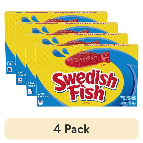 (4 pack) SWEDISH FISH Soft & Chewy Gummy Candy, 3.1 oz