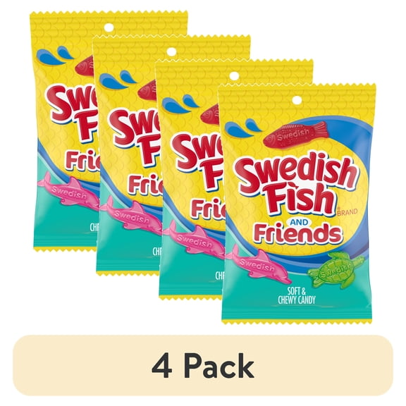 (4 pack) SWEDISH FISH and Friends Soft & Chewy Candy, 8.04 oz