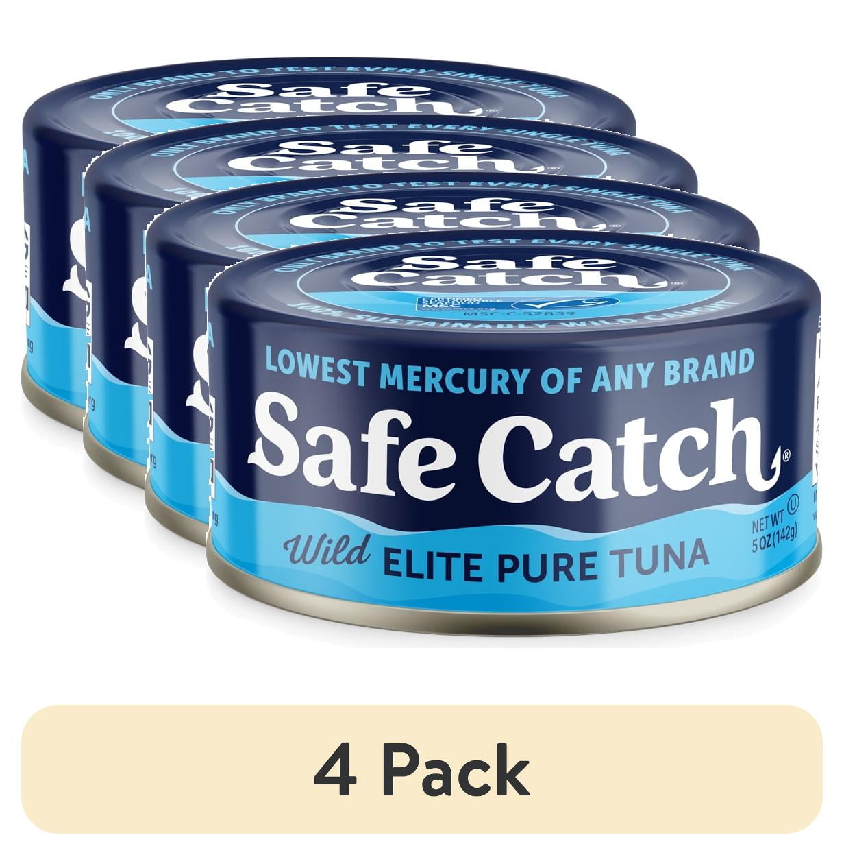 (4 pack) Safe Catch Wild Elite Pure Tuna, 5 oz Can – Wild-Caught, Low-Mercury, High-Protein Tuna