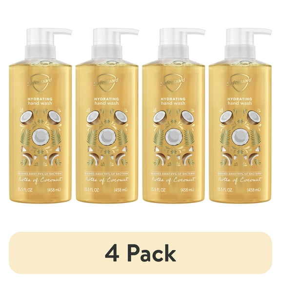 (4 pack) Safeguard Liquid Hand Soap Nourishing Notes of Coconut, 15.5 fl oz