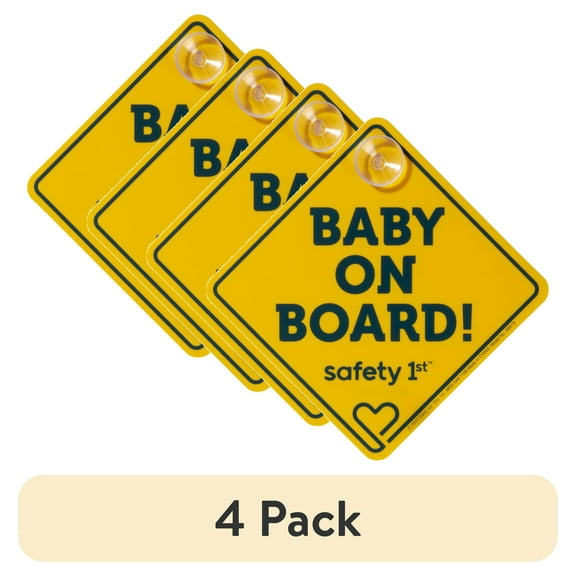 (4 pack) Safety 1ˢᵗ Baby On Board Sign, Yellow