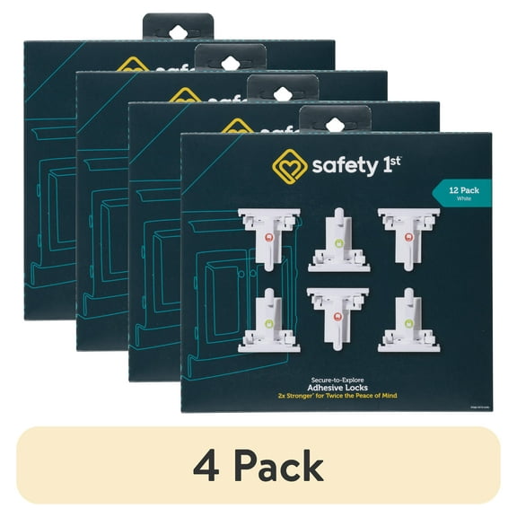 (4 pack) Safety 1st Secure-to-Explore Adhesive Safety Locks (12 Locks), White, Toddler