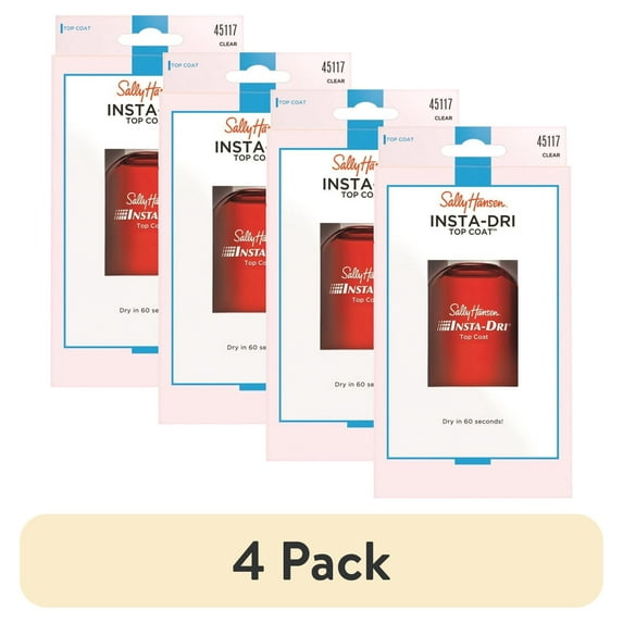 (4 pack) Sally Hansen Insta-Dri® Anti-Chip Top Coat, Clear, Glossy, 0.45 Fl Oz (Pack of 1), Top Coat, Top Coat Nails, Top Coat Nail Polish, Top Coat for Nails, Covers in One Coat, Glides on Easily