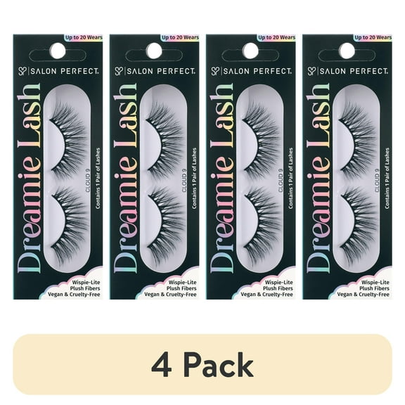 (4 pack) Salon Perfect Dreamie Lash False Eyelashes, Wispy Natural Looking Fake Lashes, Cloud 9, 1 Pair