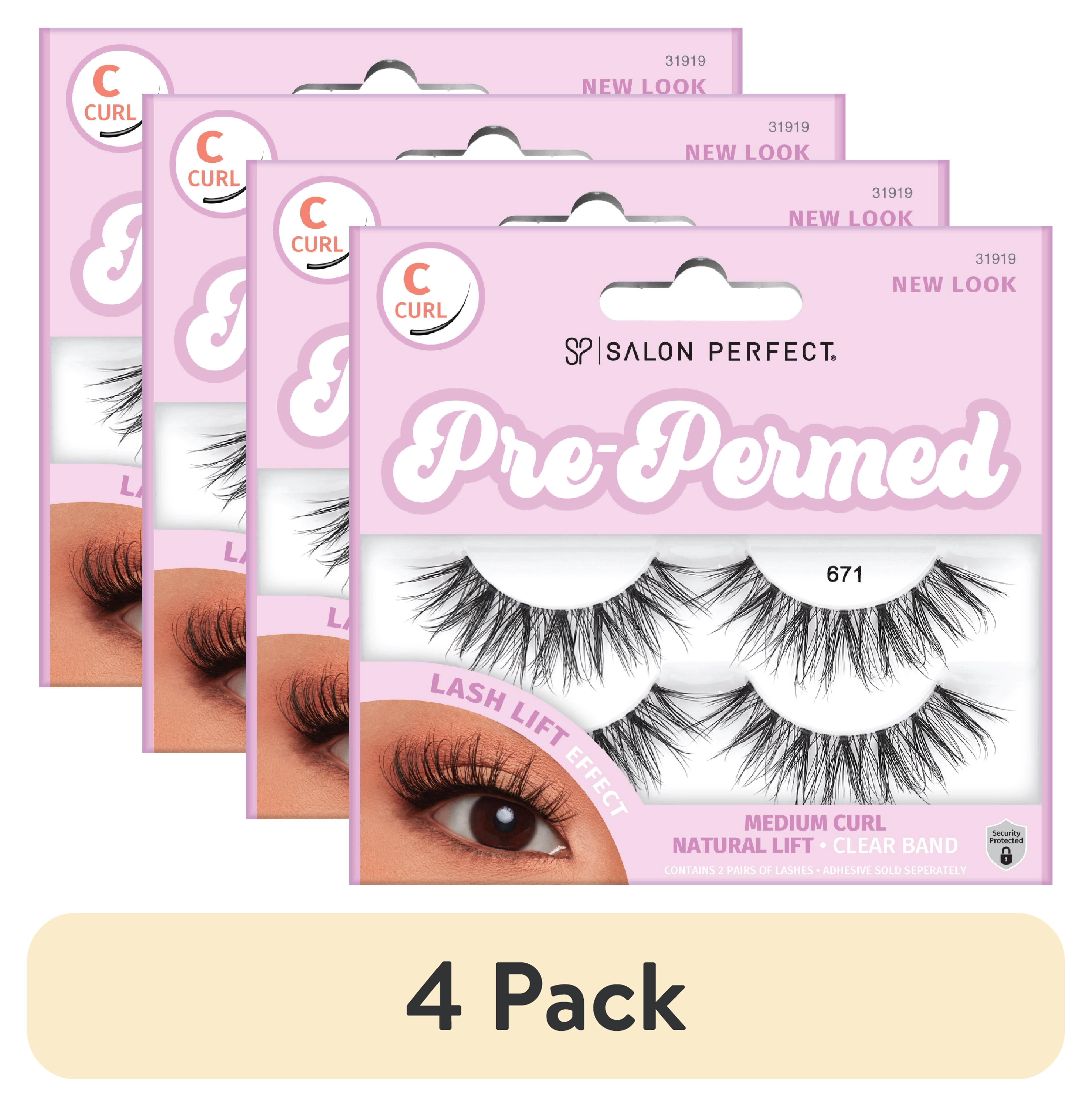 (4 pack) Salon Perfect Pre-Permed Fake Lashes False Eyelashes, 671, Black, 2 Pairs