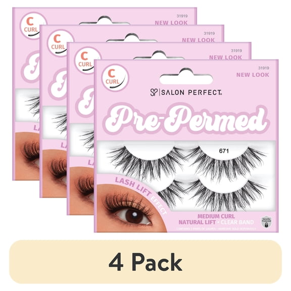(4 pack) Salon Perfect Pre-Permed Fake Lashes False Eyelashes, 671, Black, 2 Pairs
