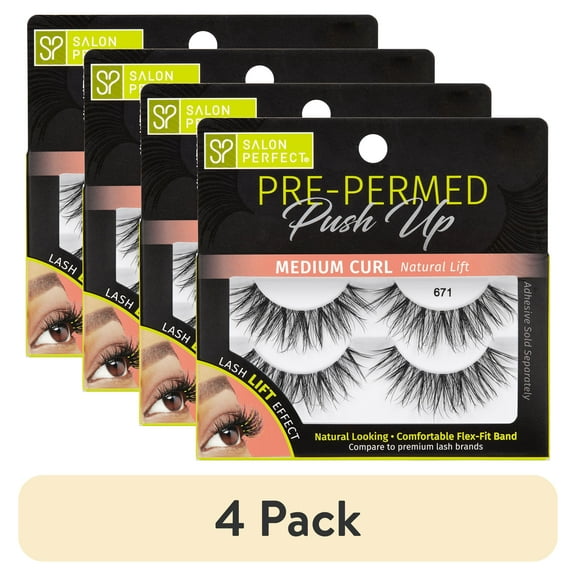 (4 pack) Salon Perfect Pre-Permed Fake Lashes False Eyelashes, 671, Black, 2 Pairs