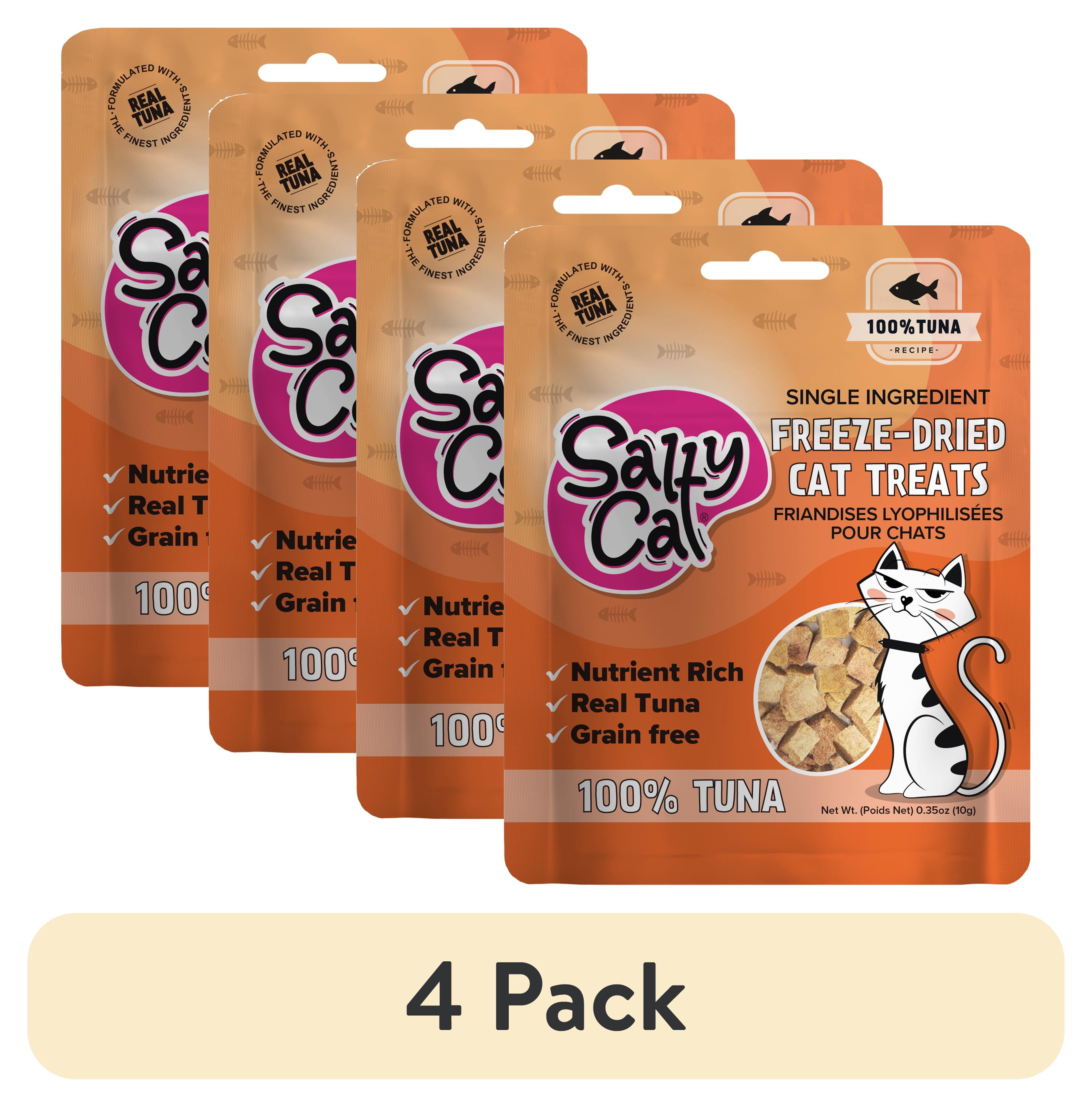 (4 pack) Salty Cat Freeze-Dried Tuna Flavor Crunchy Treats for Cats, 10g Bag