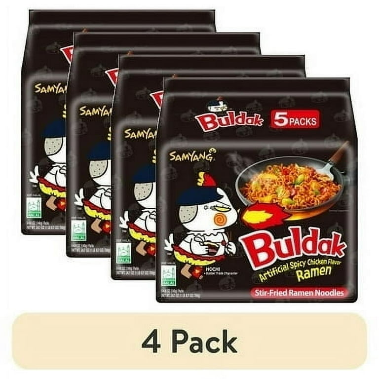 Fu×haru様ブラック1枚 4 pack) Samyang Spicy Hot Chicken Flavor Instant Ramen, 4.94 oz, 5