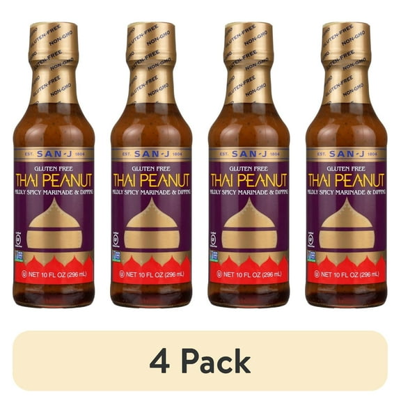 (4 pack) San J Cooking Sauce Thai Peanut, 10 Fl Oz