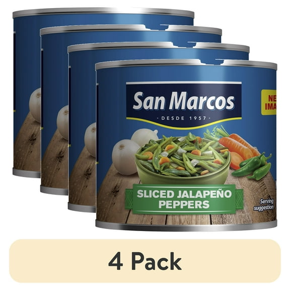 (4 pack) San Marcos Sliced Jalapeo Peppers, 11 oz Shelf Stable