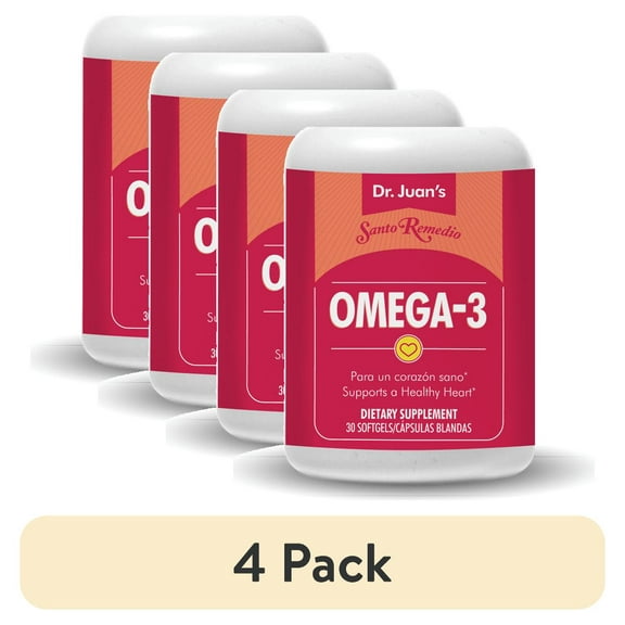(4 pack) Santo Remedio, Omega 3 Dietary Supplement, Soft Gels, 1000 mg, 30 Count