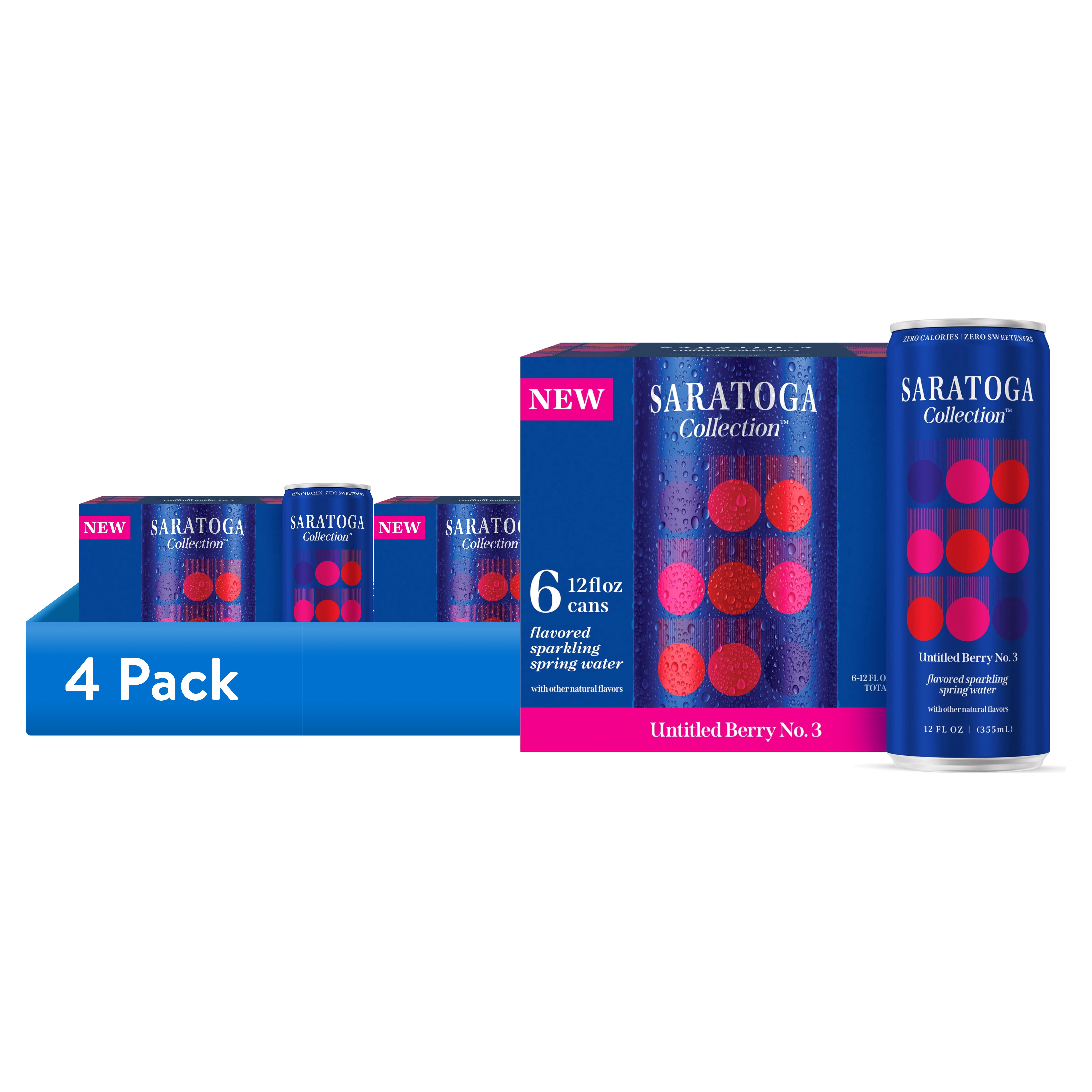 (4 pack) Saratoga Collection, Berry Flavored Sparkling Water, Untitled Berry No. 3, 12 fl oz, 6-pack Cans