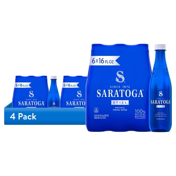 (4 pack) Saratoga Still Spring Water, 16 fl oz, 6-Pack Plastic Bottles