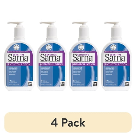 (4 pack) Sarna Sensitive Anti-Itch Lotion, Steroid-Free, 7.5 fl oz