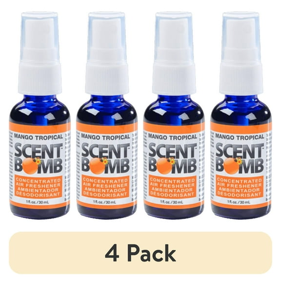 (4 pack) Scent Bomb Mango Tropical Scent Spray Air Freshener, 1 oz.
