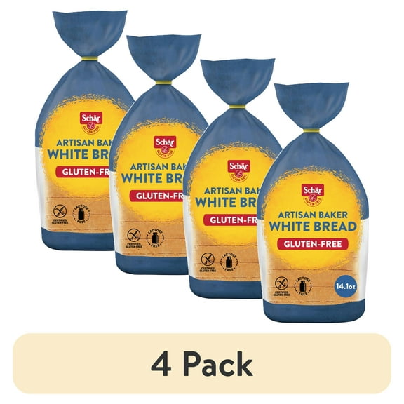(4 pack) Schar Gluten Free Artisan Baker White Sourdough Bread Loaf, Regular, Shelf-Stable, 14.1 oz