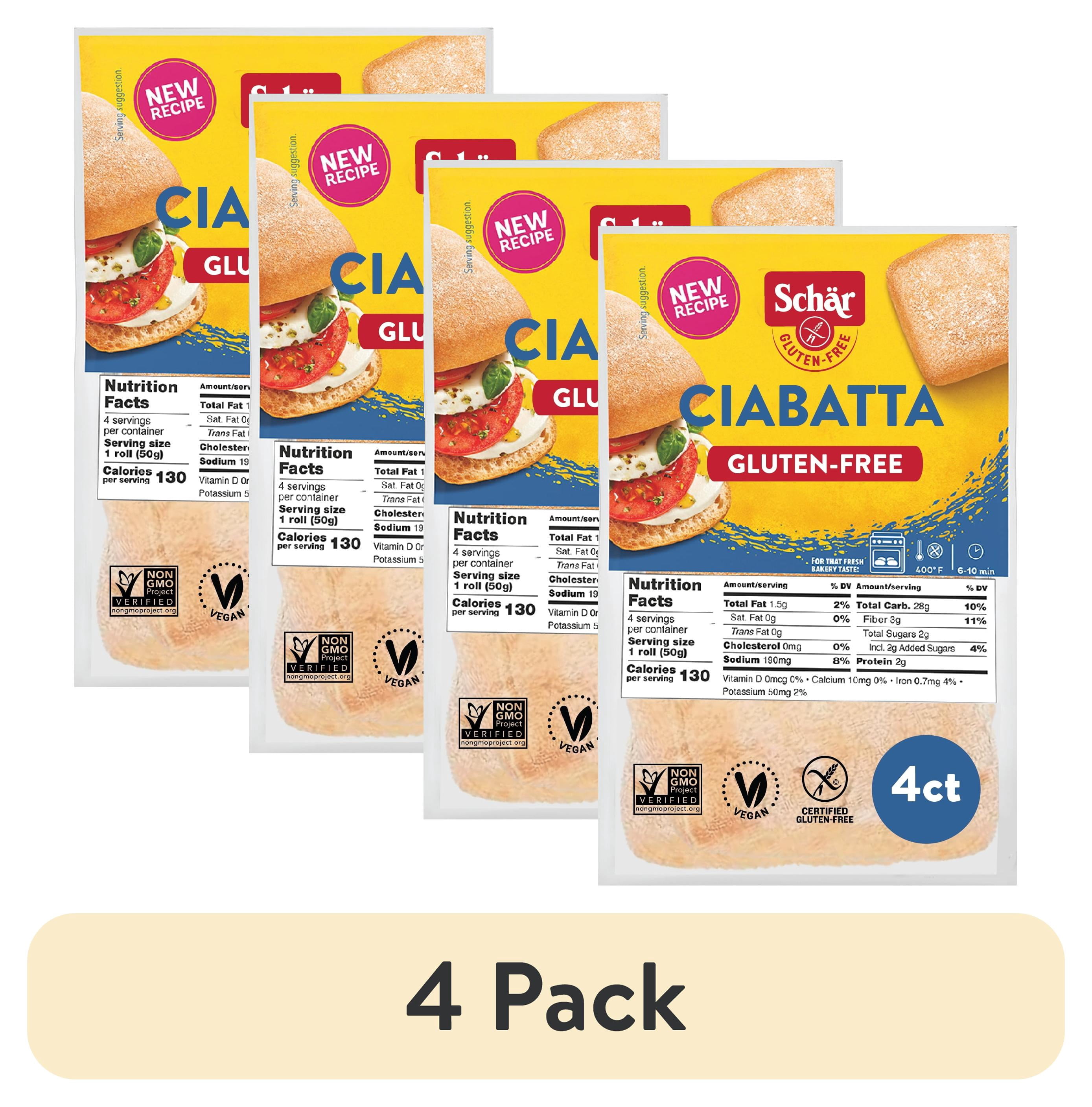(4 pack) Schar Gluten Free Sourdough Ciabatta Rolls, Artisan Style Bread, Shelf-Stable, 4 Count, 7 oz